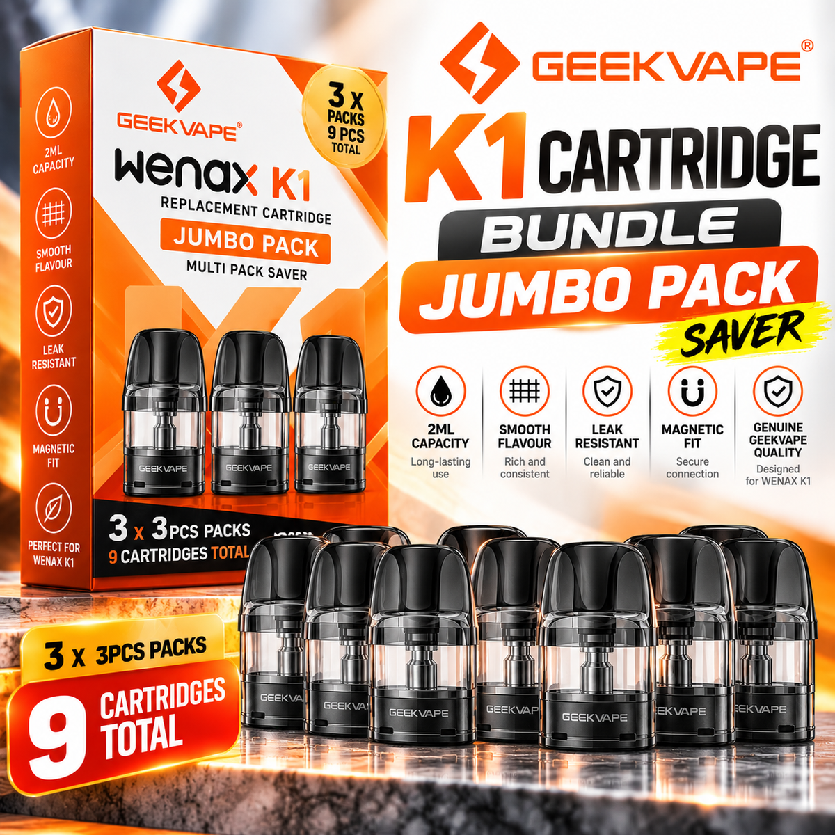 Geek K1 Cartridge Bundle Jumbo Pack (Saver)
